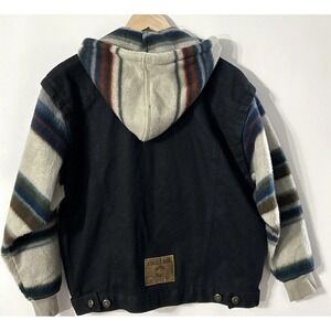 Bugle Boy Kids Denim Jacket with Striped Sleeves and Hood